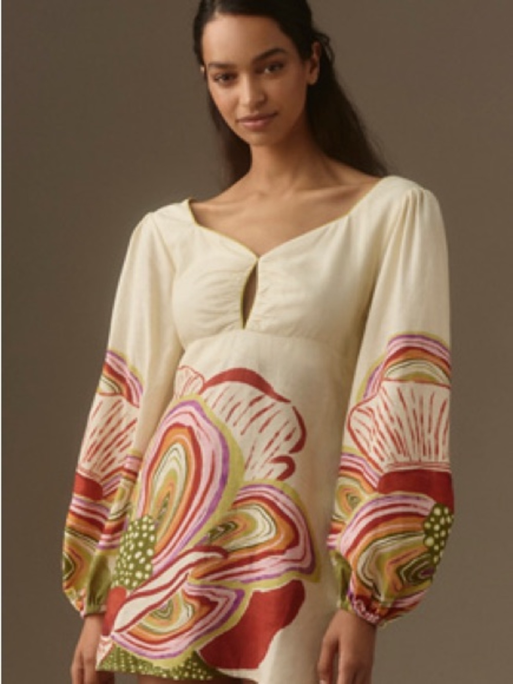FARM Rio Cream Mini Dress with Multicolor Floral Print